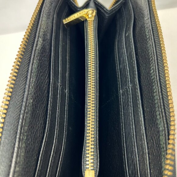 Tory Burch Amanda Zip-Around Continental Wallet Black Pebbled Leather - Picture 13 of 16